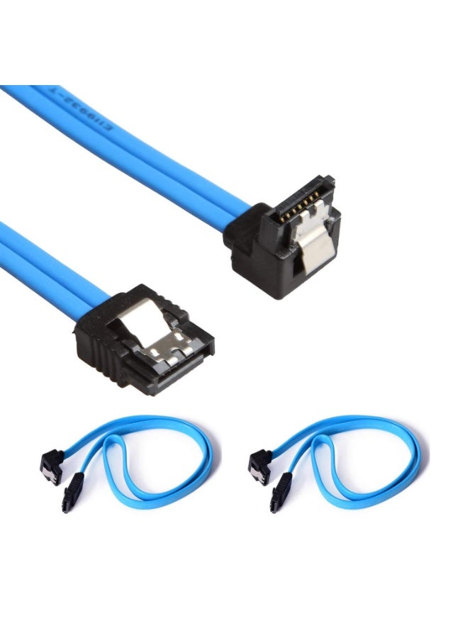 كابل SATA III، كابل بيانات HDD SDD مستقيم بسرعة 6 جيجابت في الثانية، كابل SATA 3.0 لمحرك الأقراص الصلبة SATA HDD، SSD، محرك الأقراص المضغوطة، ناسخ الأقراص المضغوطة، 15.75 بوصة، أزرق، زاوية قائمة - Image 1